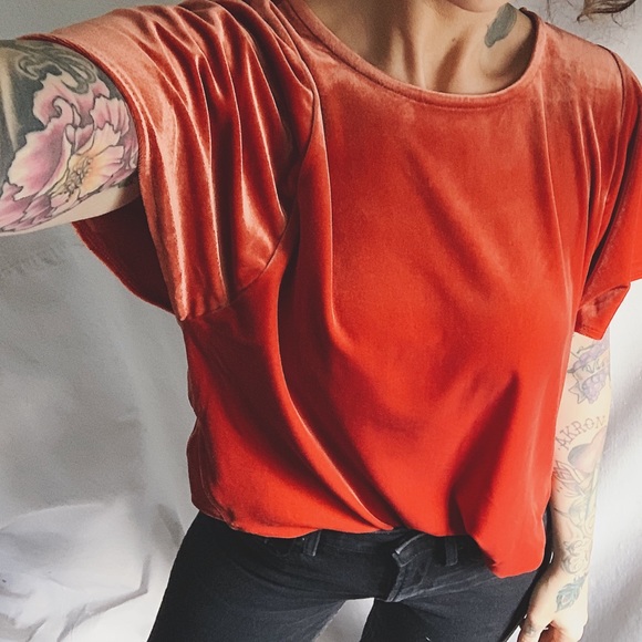 Madewell Tops - NWOT MADEWELL Velvet Butterfly Top Orange Large